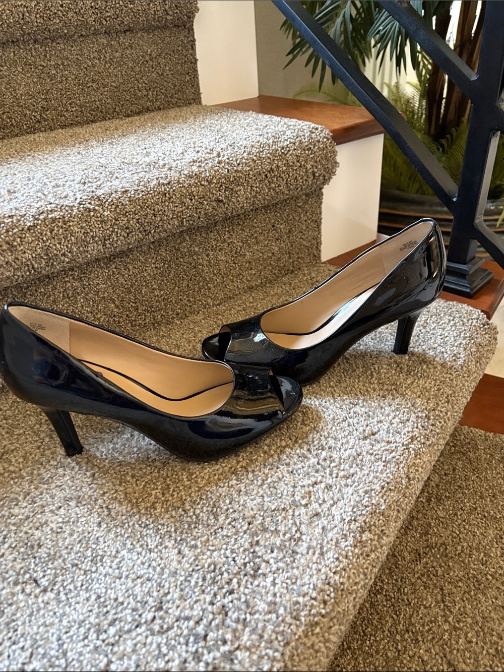 Kelly & Katie Black Patent Peep-Toe Heels